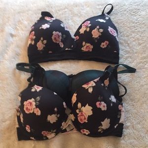 PINKVS 34D 2 floral & Plaid underwire,1 wireless